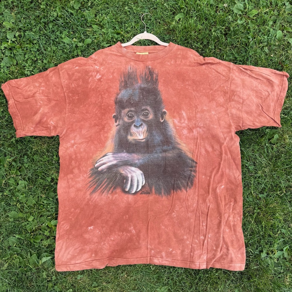 The Mountain Orangutan Graphic T-Shirt XXXL Rust Brown Tie Dye Cotton Tee